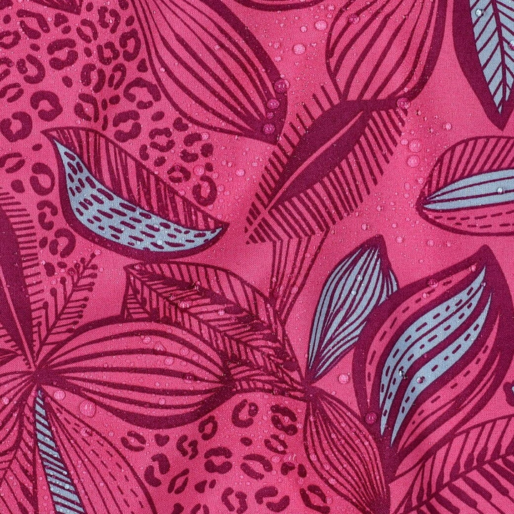 Beschichtete Baumwolle „Blätterzauber | Pink“ – wasserabweisender Popeline Stoff