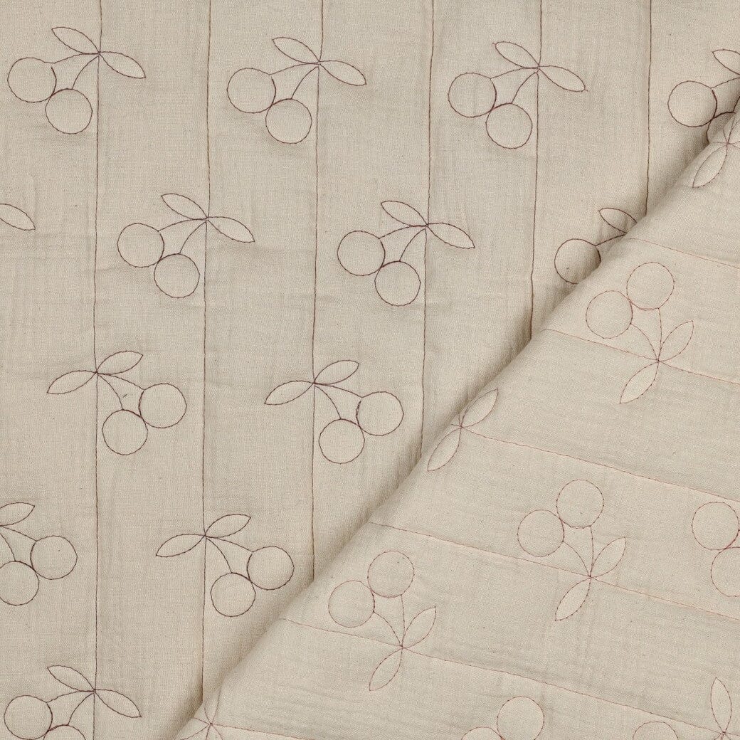 Steppstoff Musselin Kirschen Natural Fadenwunsch 