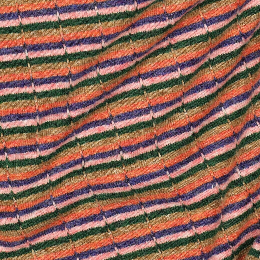 Strick Jacquard Streifen Mehrfarbig – Weicher Strickstoff mit Wollanteil Poppy 