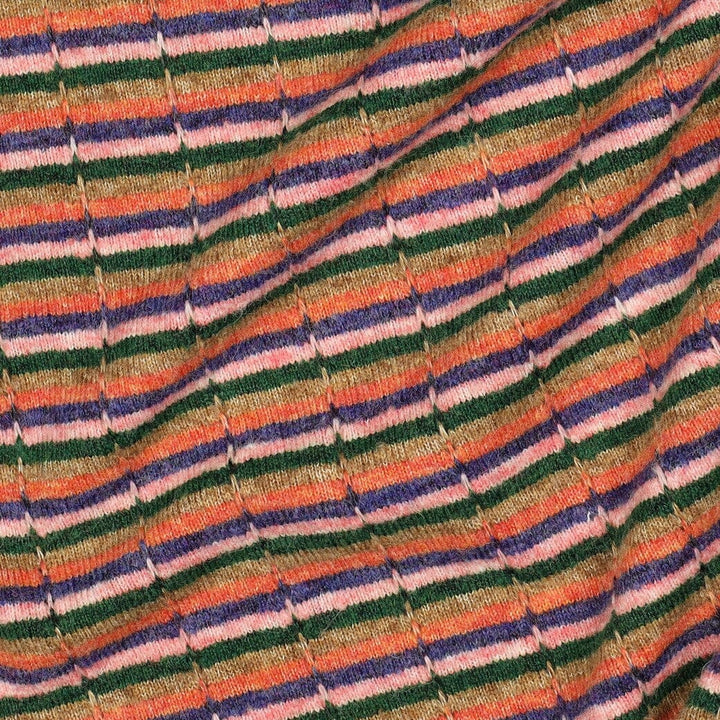 Strick Jacquard Streifen Mehrfarbig – Weicher Strickstoff mit Wollanteil Poppy 