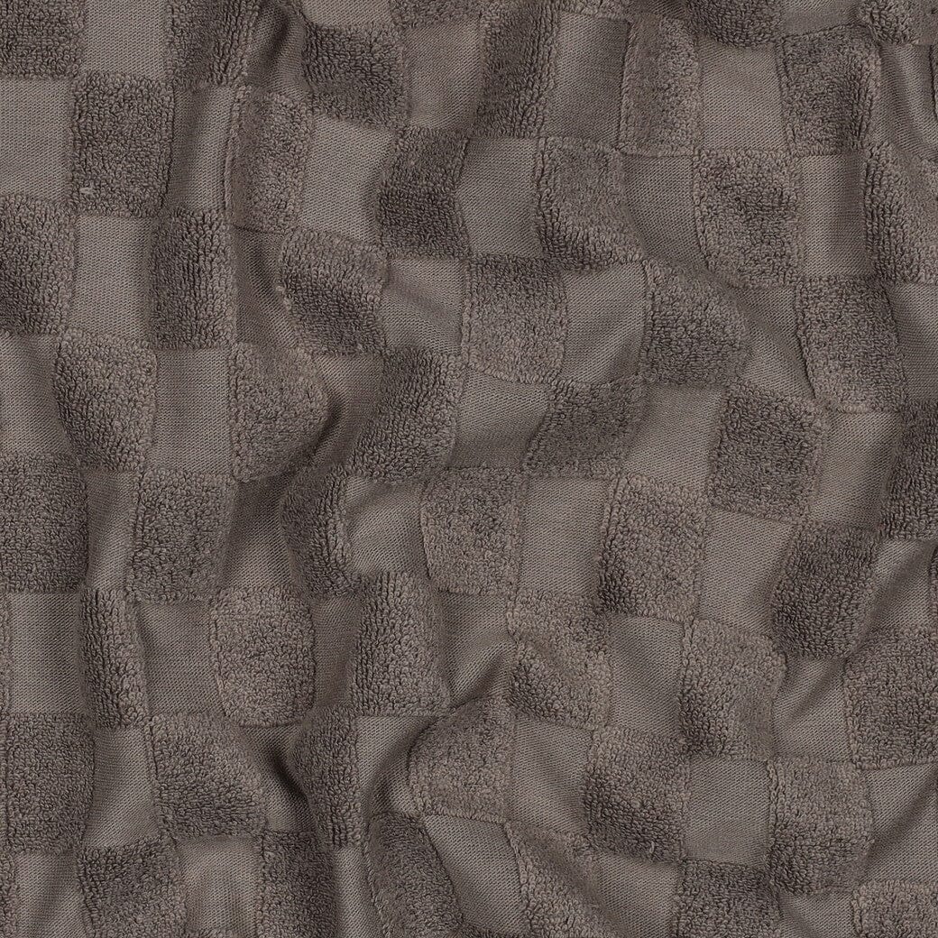 Frottee Stoff mit Karomuster – Taupe | Baumwolle Fadenwunsch 