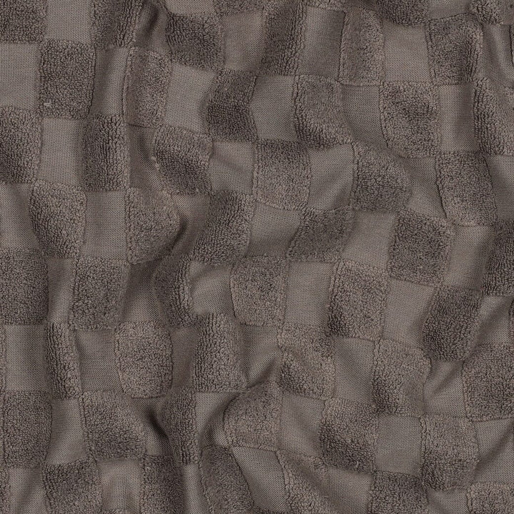 Frottee Stoff mit Karomuster – Taupe | Baumwolle Fadenwunsch 