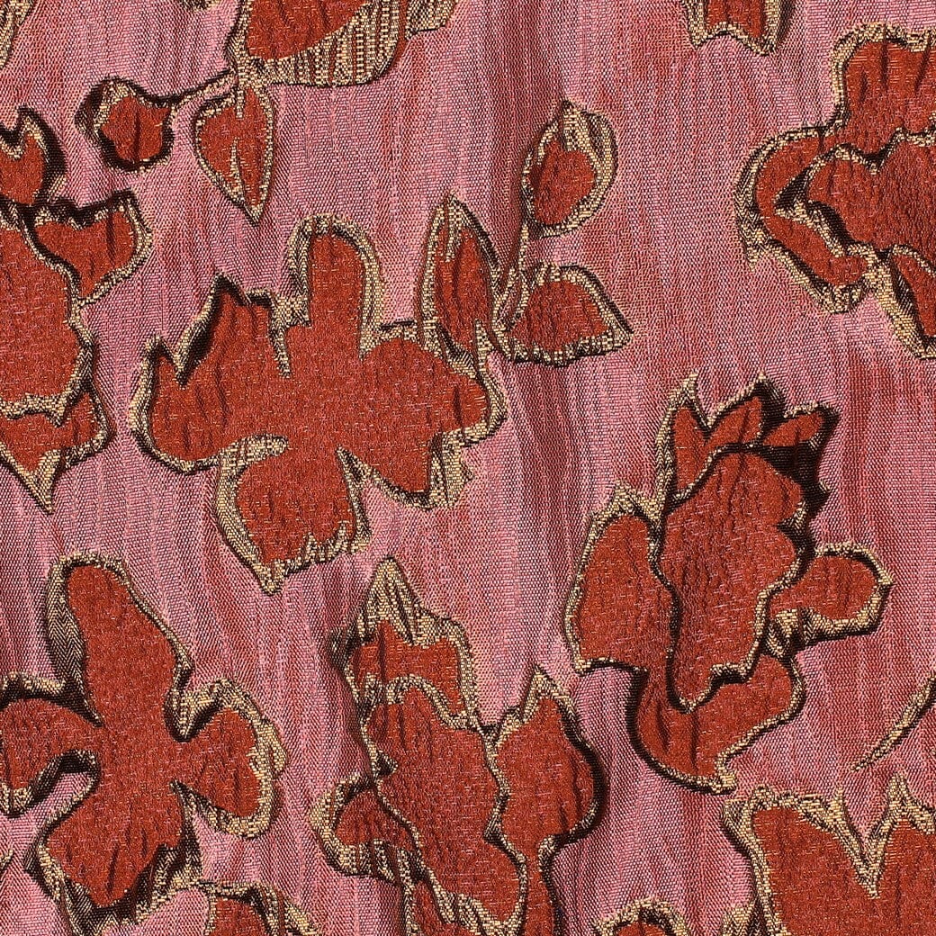 Jacquard Blumenstoff Rosa Rost – Gewebter Strukturstoff mit Blumen Poppy 