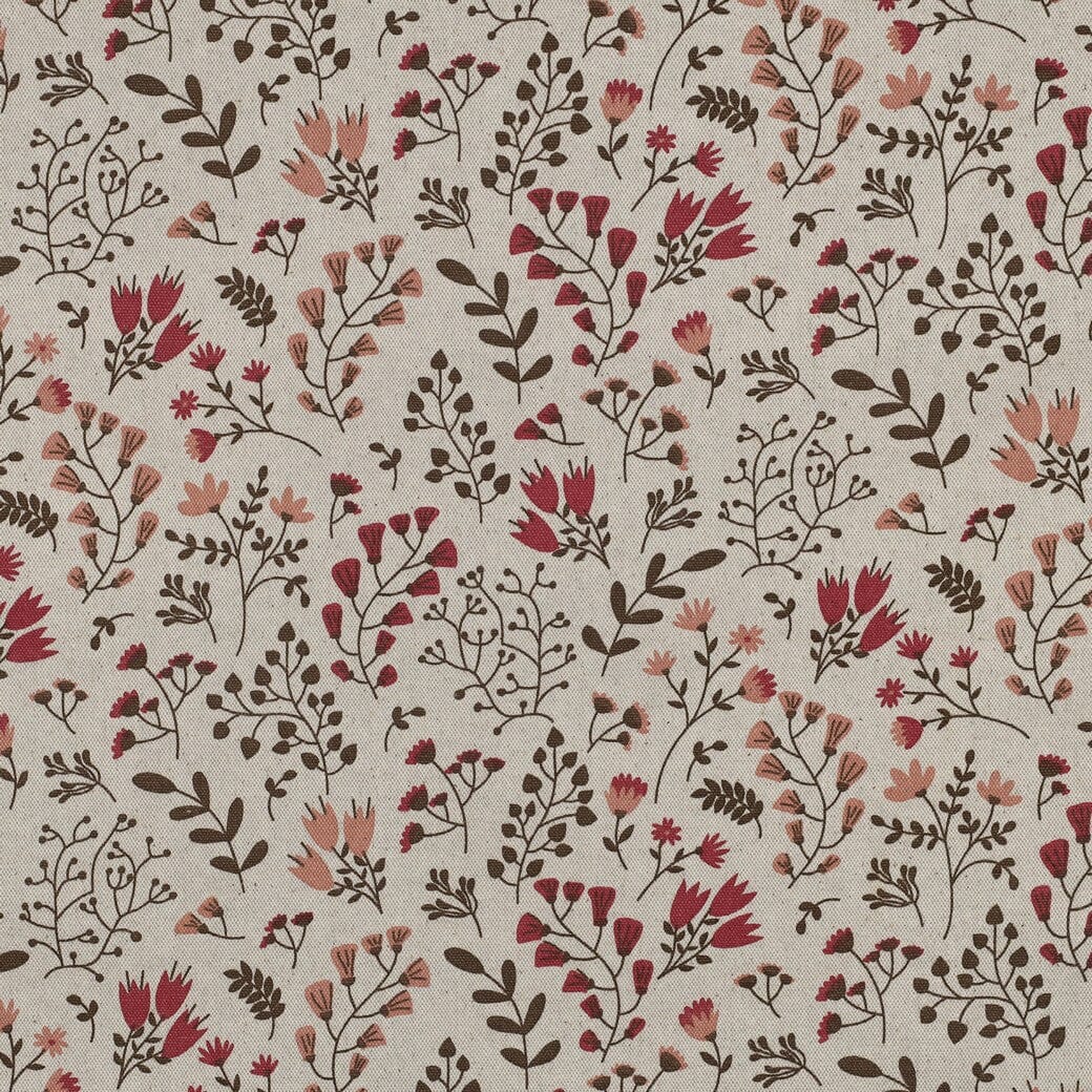 Beschichteter Canvas „Blumen Mauve“ – Leinenoptik mit Blüten Fadenwunsch 