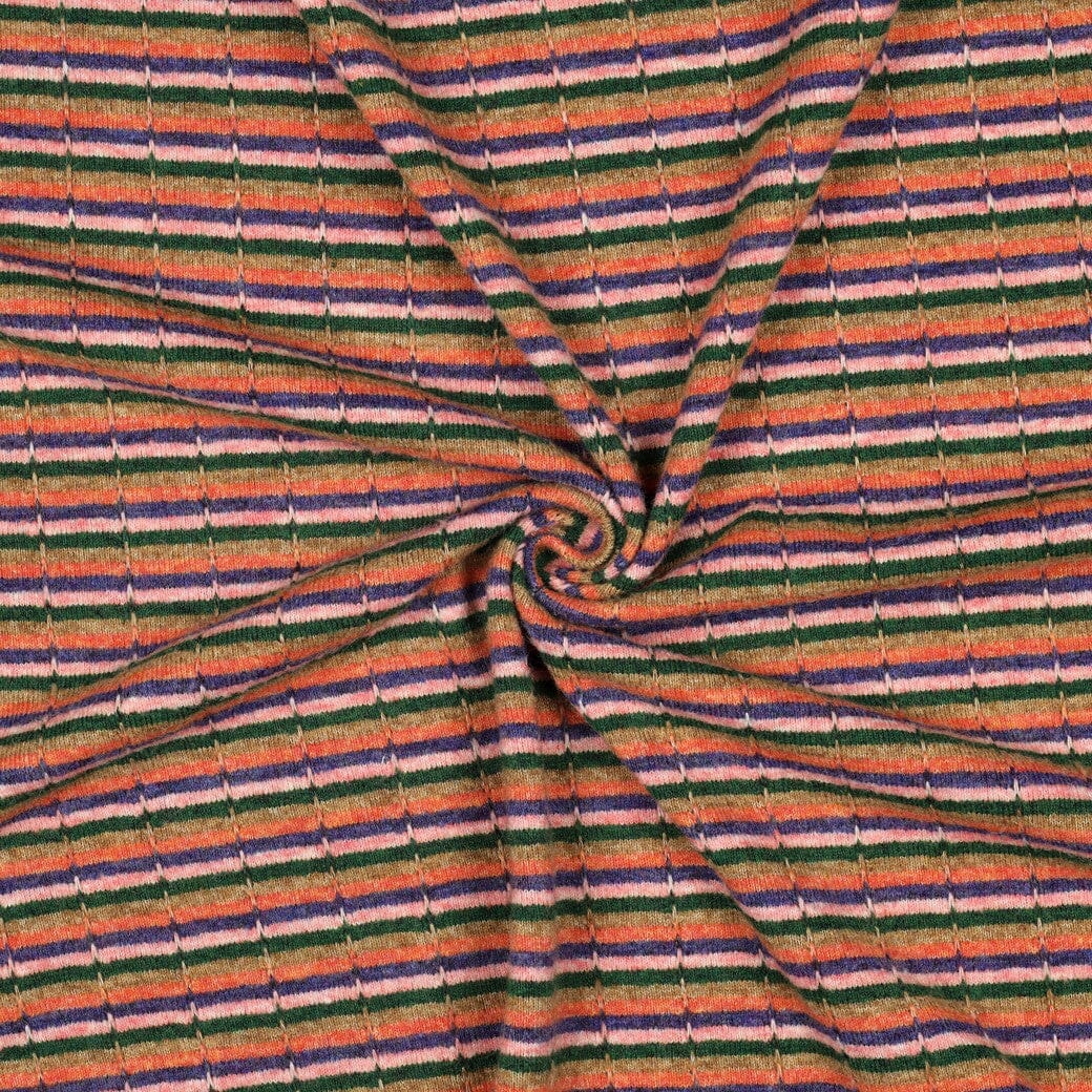 Strick Jacquard Streifen Mehrfarbig – Weicher Strickstoff mit Wollanteil Poppy 