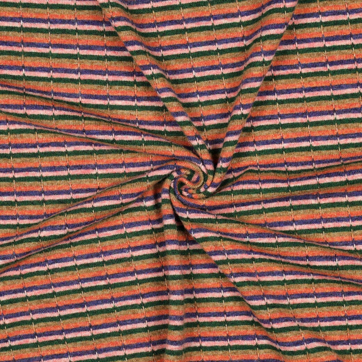 Strick Jacquard Streifen Mehrfarbig – Weicher Strickstoff mit Wollanteil Poppy 