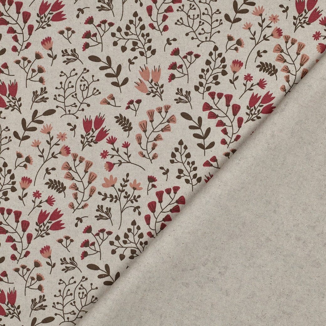 Beschichteter Canvas „Blumen Mauve“ – Leinenoptik mit Blüten Fadenwunsch 