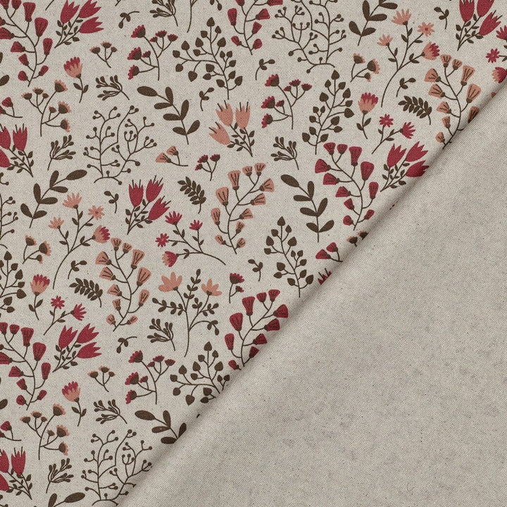 Beschichteter Canvas „Blumen Mauve“ – Leinenoptik mit Blüten Fadenwunsch 