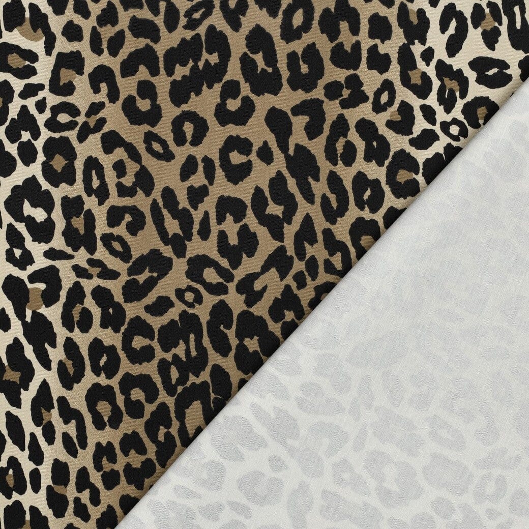 Baumwoll Twill Stretch – Leoprint Braun Poppy 