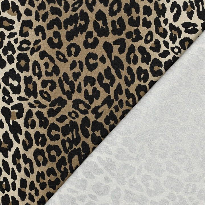 Baumwoll Twill Stretch – Leoprint Braun Poppy 