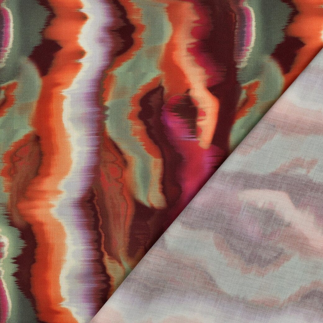 Baumwollsatin Farbverlauf Bordeaux – Abstraktes Streifendesign Poppy 