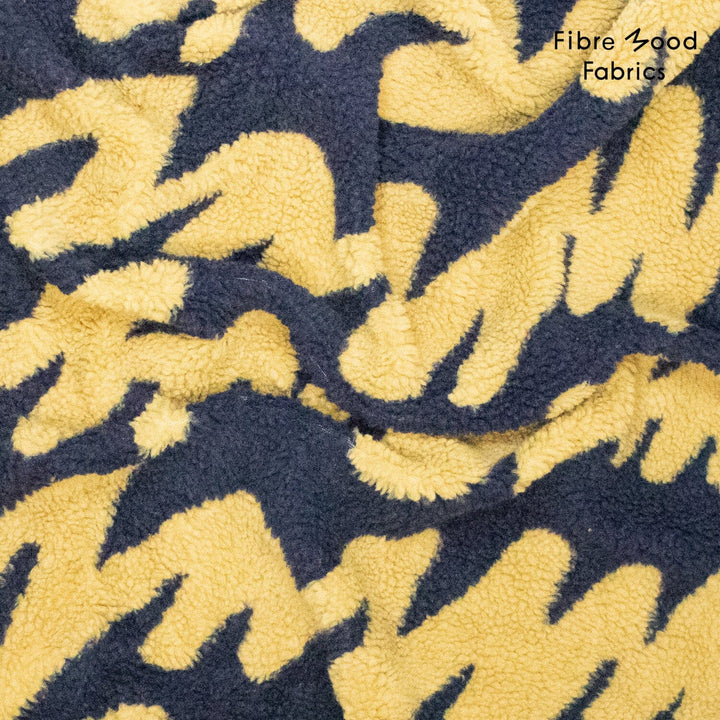 Flauschrebell – Teddy-Jacquard in Senfgelb & Marineblau | Fibre Mood Special 5 Fibre Mood 