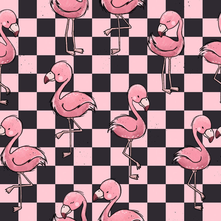 French Terry Flamingos Checkerboard fadenwunsch 