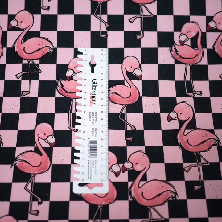 French Terry Flamingos Checkerboard fadenwunsch 