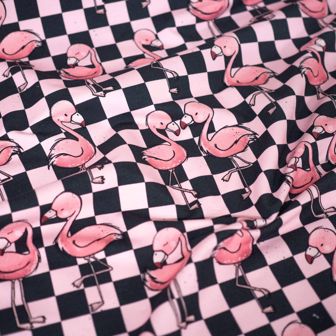 French Terry Flamingos Checkerboard fadenwunsch 