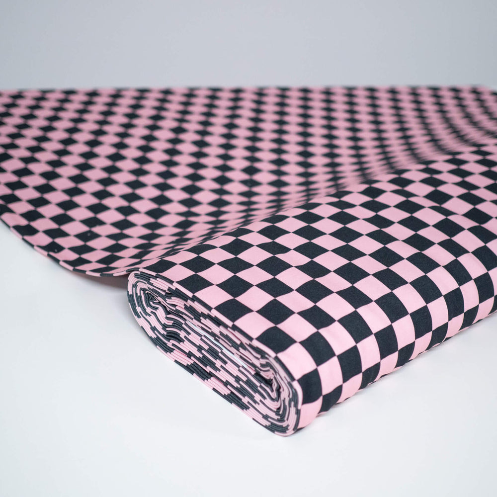 French Terry Checkerboard Rosa Schwarz fadenwunsch 