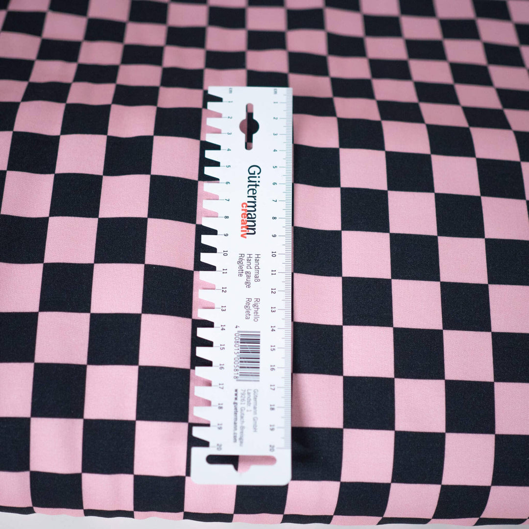 French Terry Checkerboard Rosa Schwarz fadenwunsch 