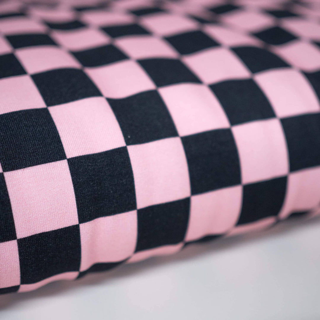 French Terry Checkerboard Rosa Schwarz fadenwunsch 