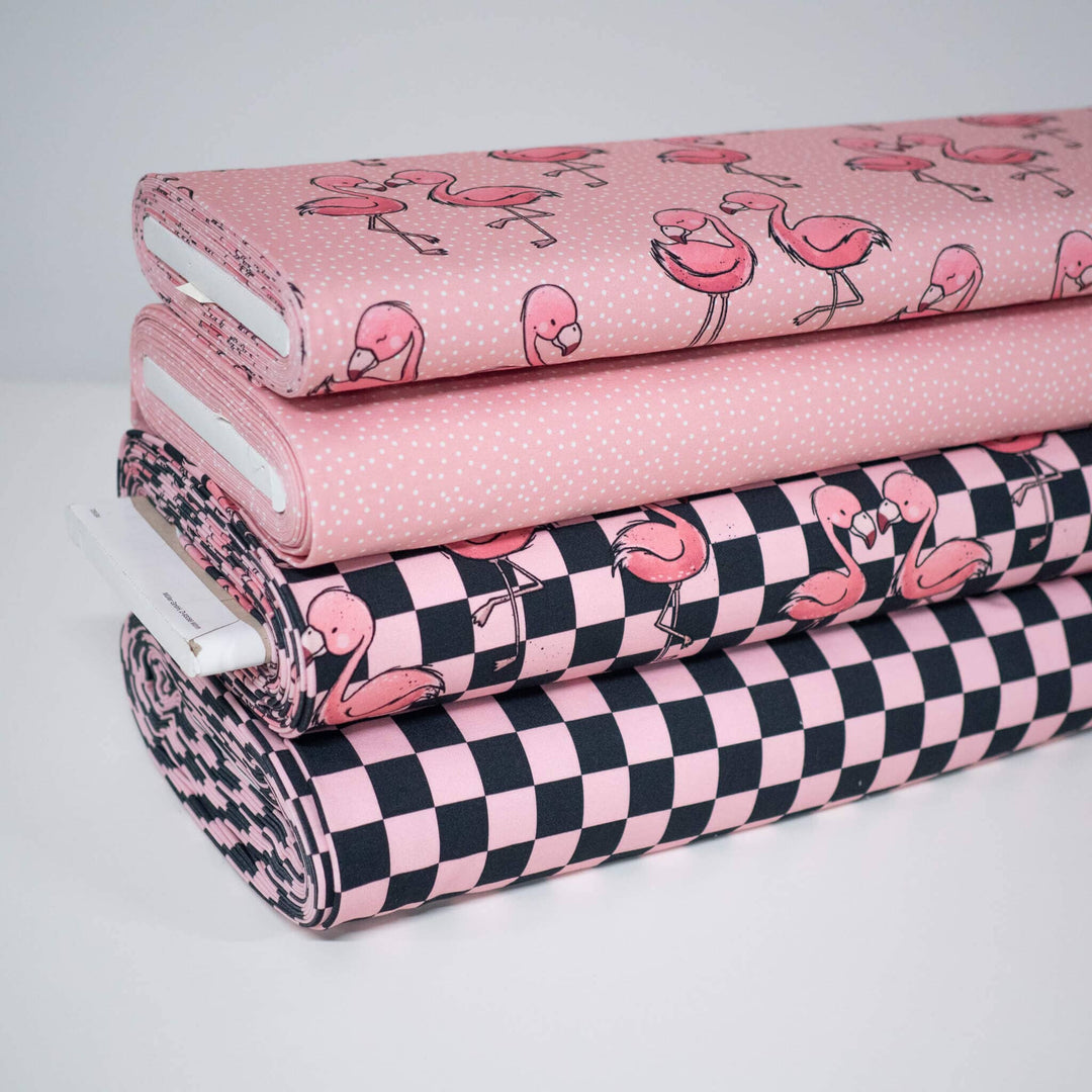 French Terry Flamingos Checkerboard fadenwunsch 