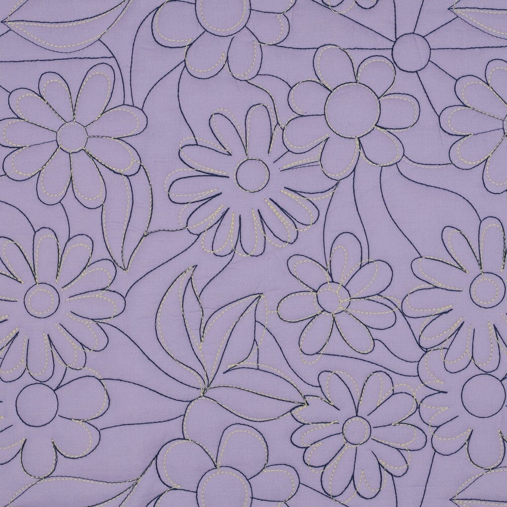 Gesteppte Baumwolle - Blumen Lavendel Fadenwunsch 