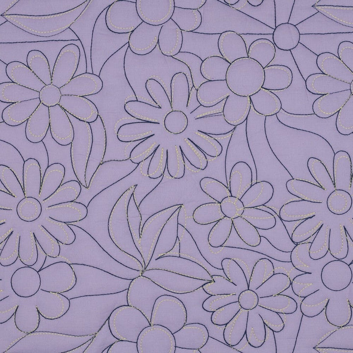 Gesteppte Baumwolle - Blumen Lavendel Fadenwunsch 