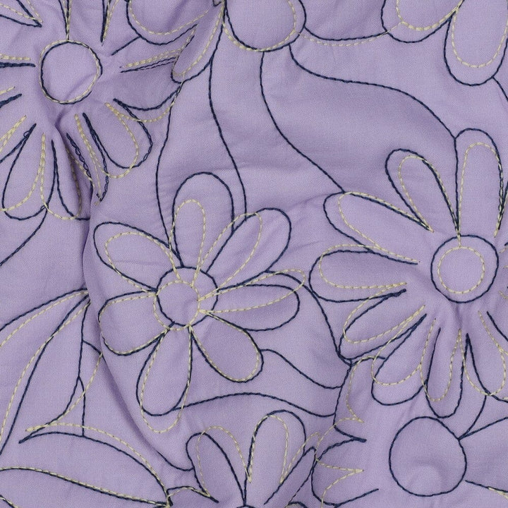 Gesteppte Baumwolle - Blumen Lavendel Fadenwunsch 