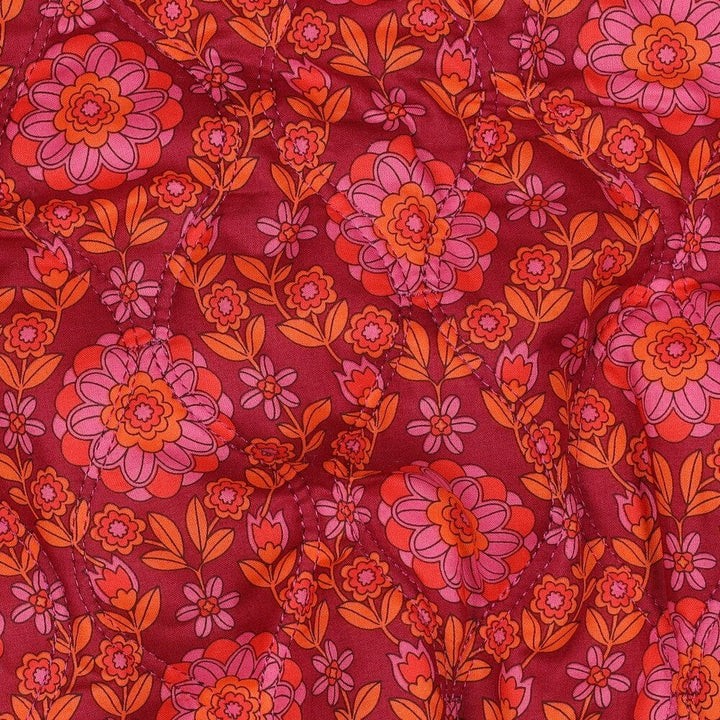 Gesteppte Baumwoll-Voile - Blumen Rosa & Bordeaux Fadenwunsch 