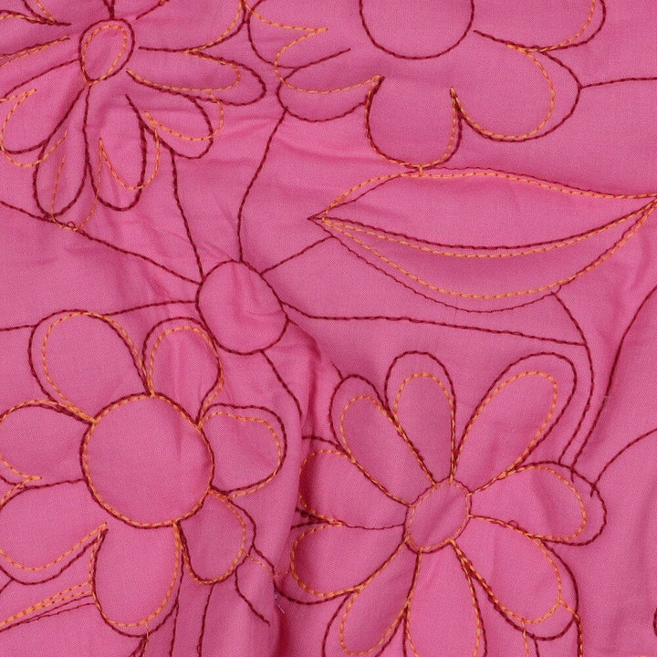 Gesteppte Baumwolle - Blumen Pink Fadenwunsch 