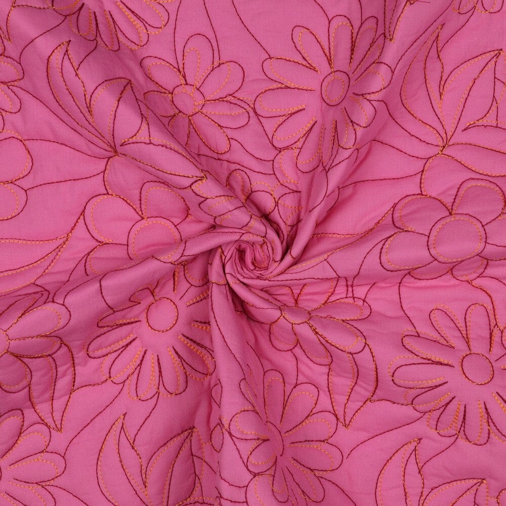 Gesteppte Baumwolle - Blumen Pink Fadenwunsch 