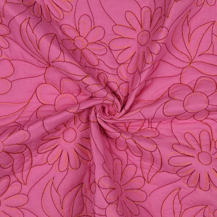 Gesteppte Baumwolle - Blumen Pink Fadenwunsch 