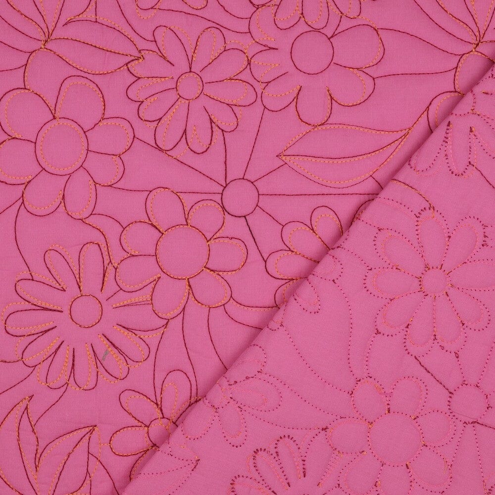 Gesteppte Baumwolle - Blumen Pink Fadenwunsch 