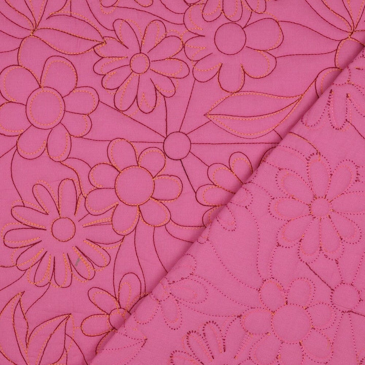 Gesteppte Baumwolle - Blumen Pink Fadenwunsch 