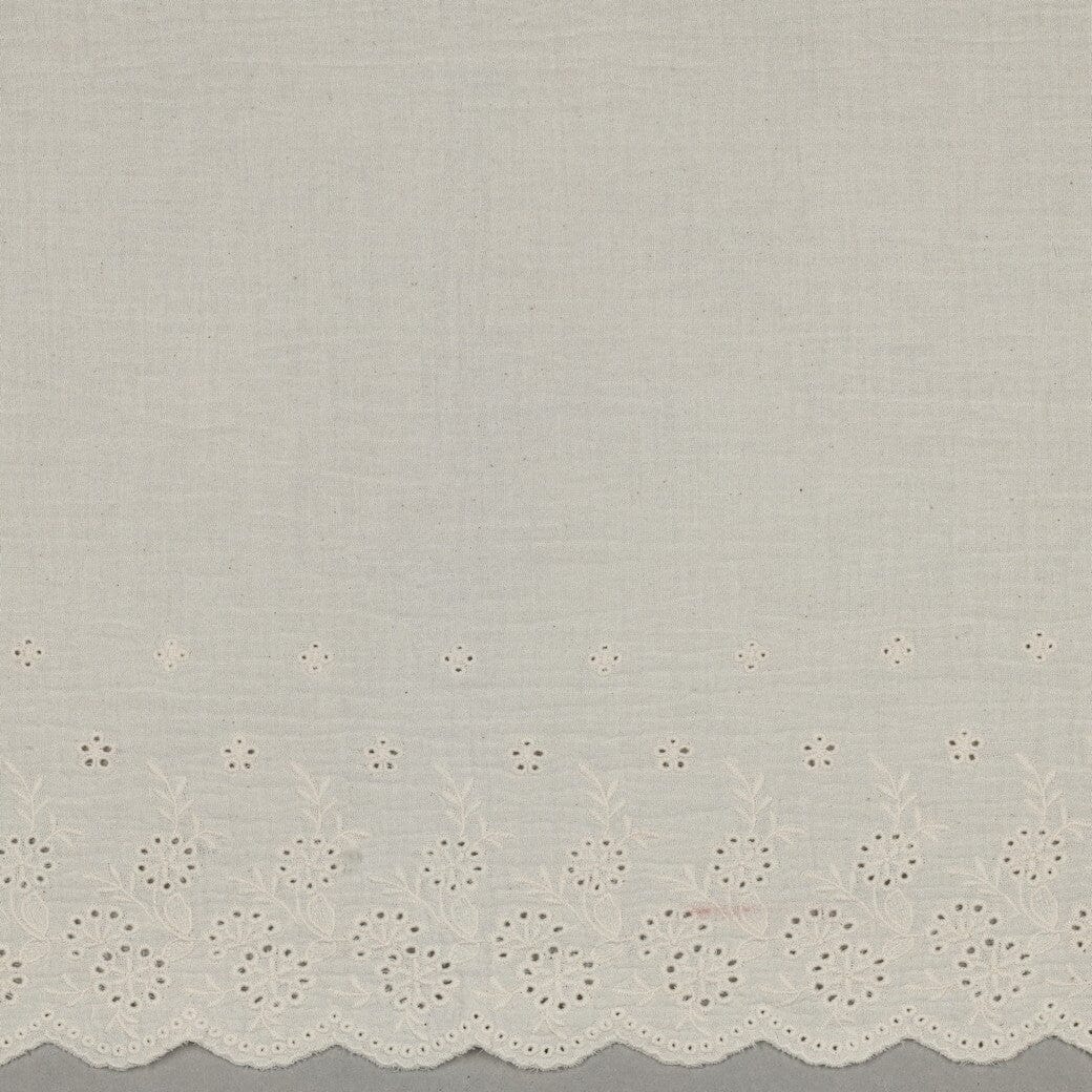Musselin mit Lochstickerei und Bogenkante - Natur | Baumwolle Fadenwunsch 