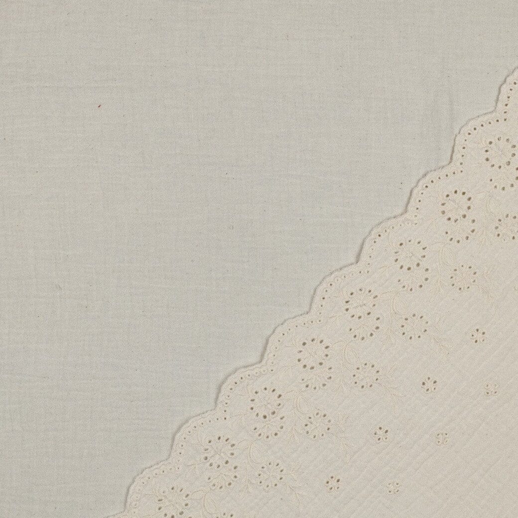 Musselin mit Lochstickerei und Bogenkante - Natur | Baumwolle Fadenwunsch 