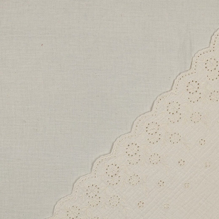 Musselin mit Lochstickerei und Bogenkante - Natur | Baumwolle Fadenwunsch 