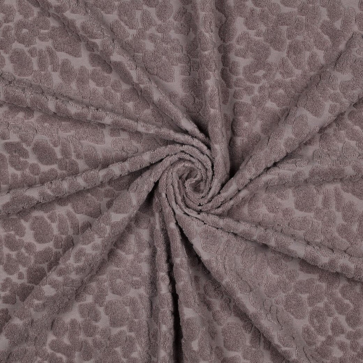 Frottee Stoff mit Leo Print – Mauve | Baumwolle Fadenwunsch 