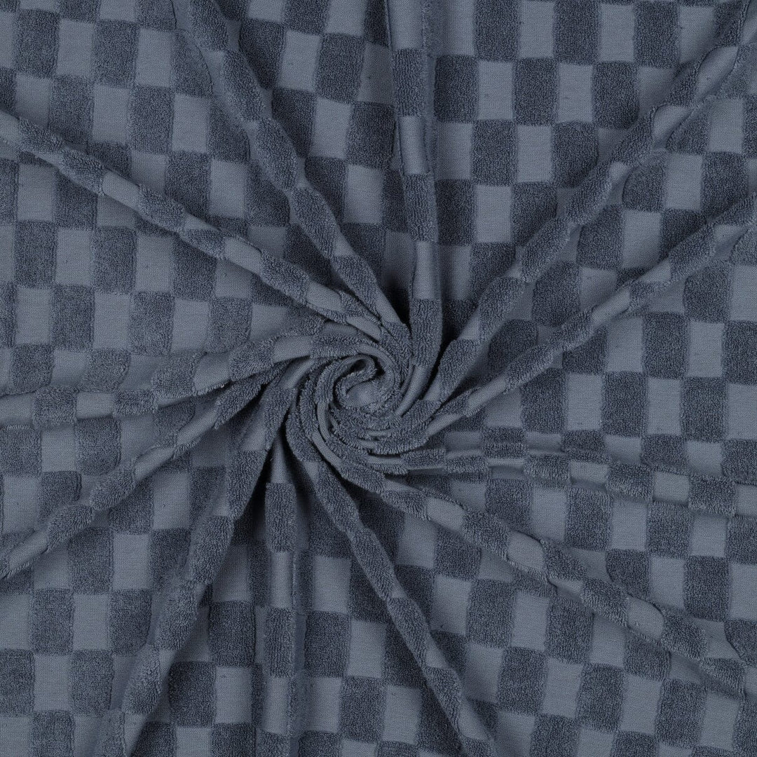 Frottee Stoff mit Karomuster – Blau | Baumwolle Fadenwunsch 