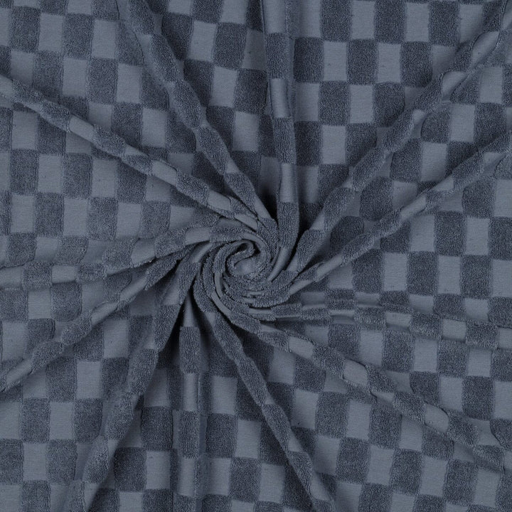 Frottee Stoff mit Karomuster – Blau | Baumwolle Fadenwunsch 