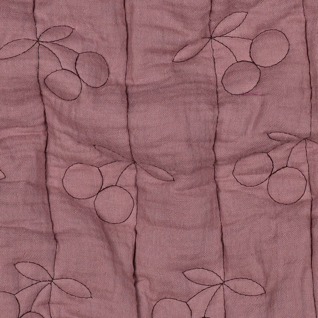 Steppstoff Musselin Kirschen Mauve Fadenwunsch 