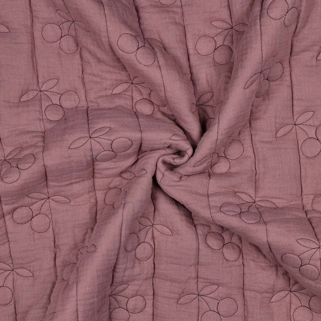 Steppstoff Musselin Kirschen Mauve Fadenwunsch 