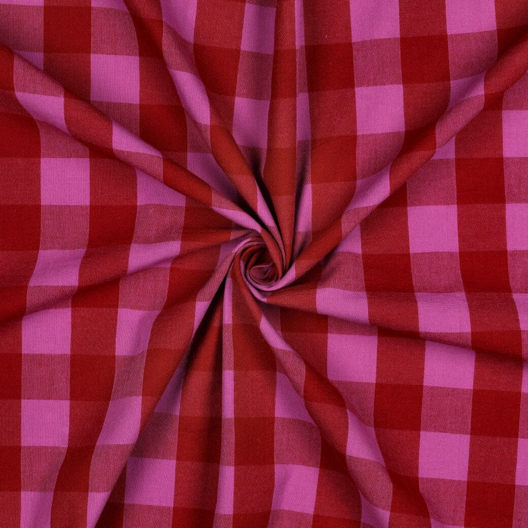 Baumwolle garngefärbt - Karos Rot / Fuchsia Fadenwunsch 