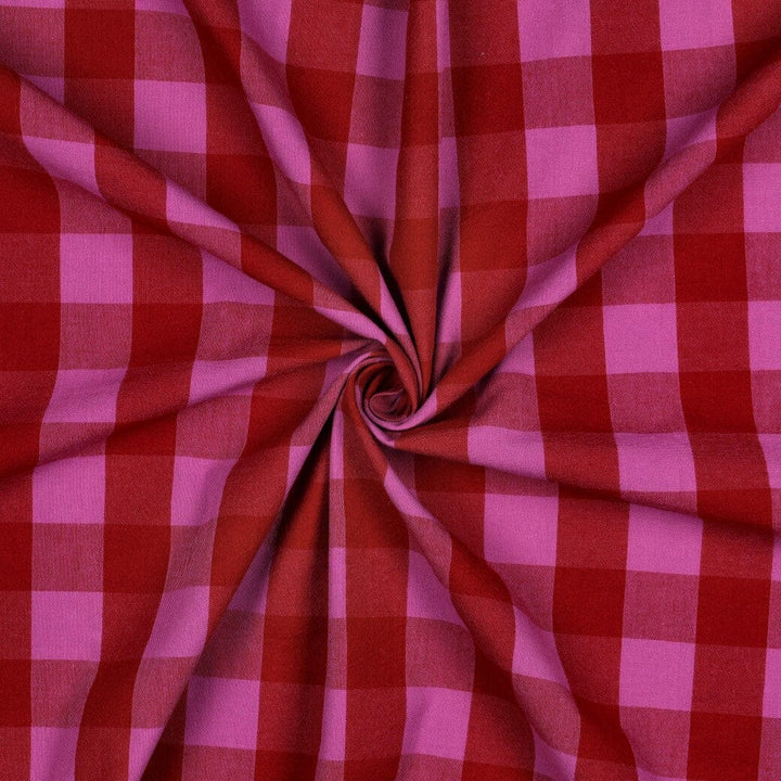 Baumwolle garngefärbt - Karos Rot / Fuchsia Fadenwunsch 