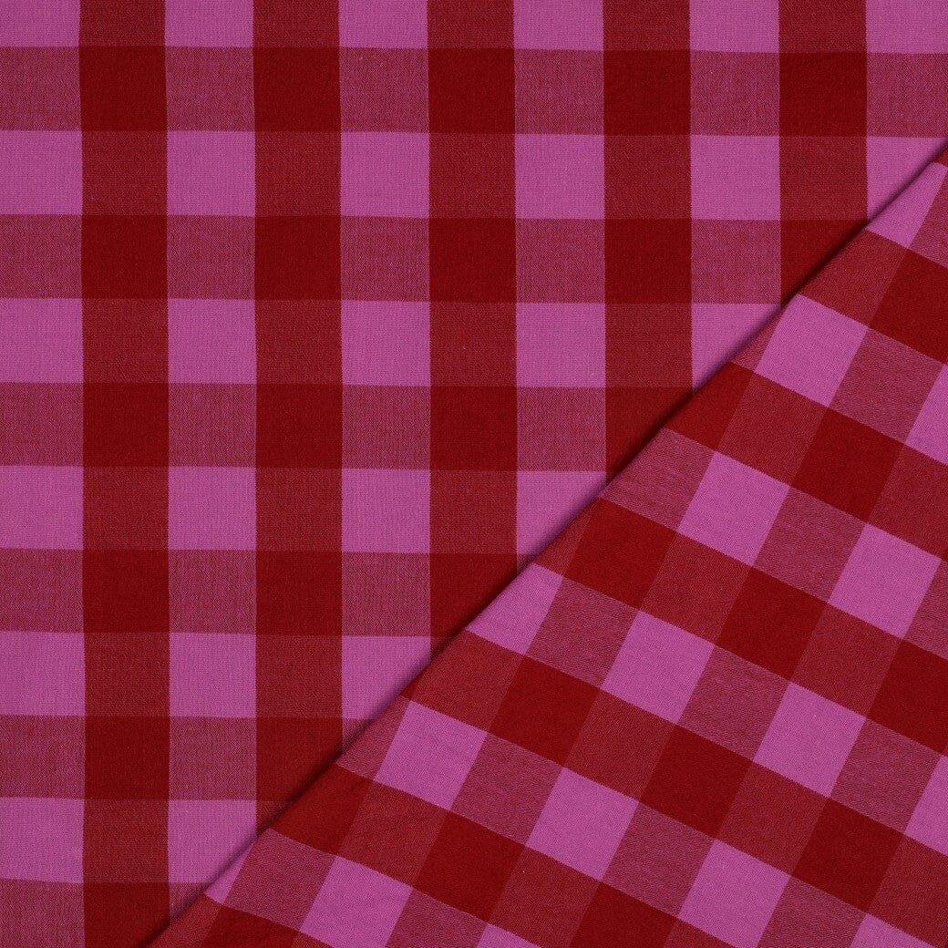 Baumwolle garngefärbt - Karos Rot / Fuchsia Fadenwunsch 