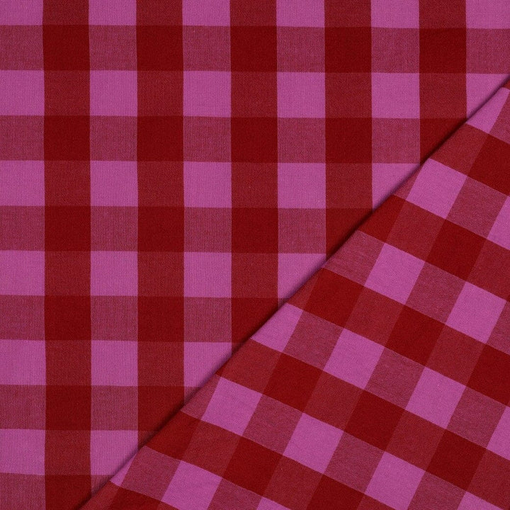 Baumwolle garngefärbt - Karos Rot / Fuchsia Fadenwunsch 