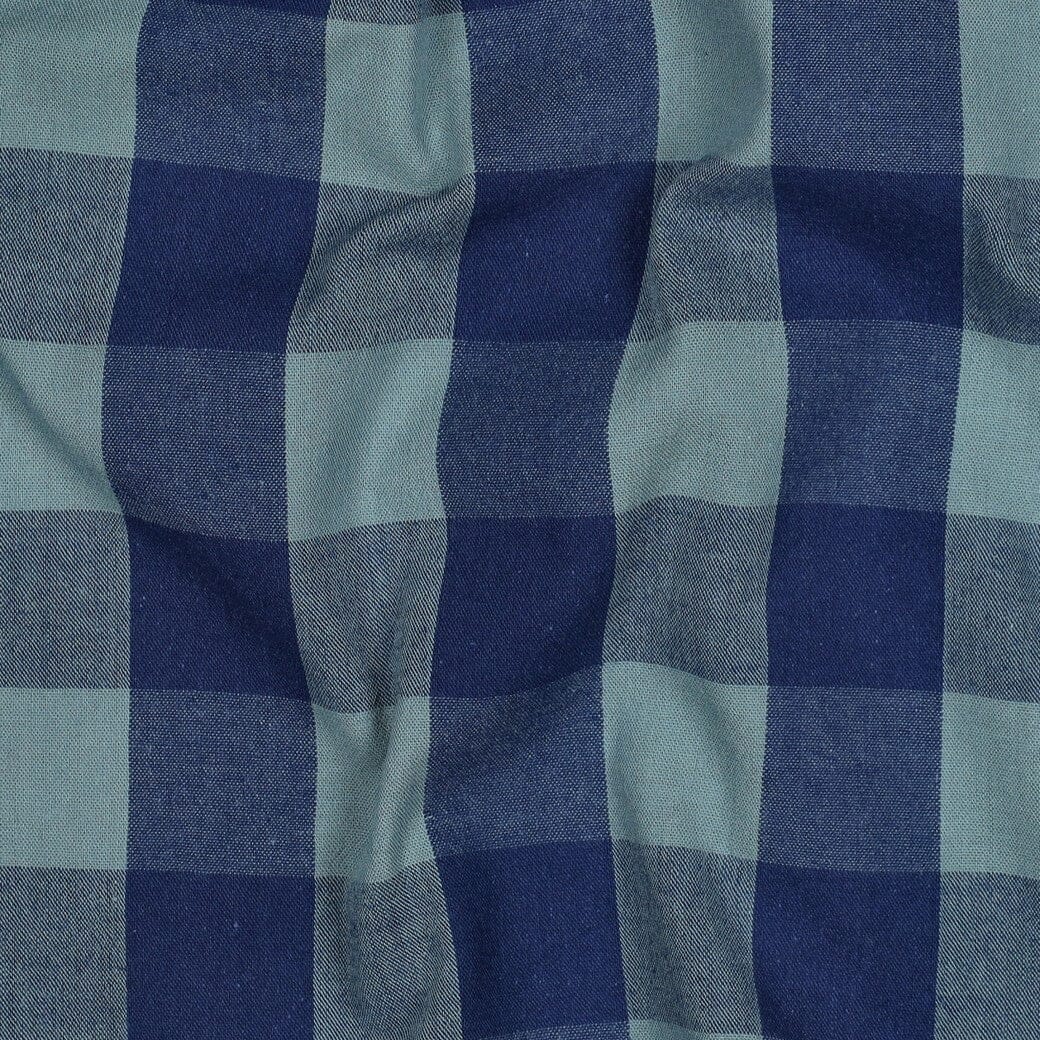 Baumwolle garngefärbt - Karos Blau / Grün Fadenwunsch 