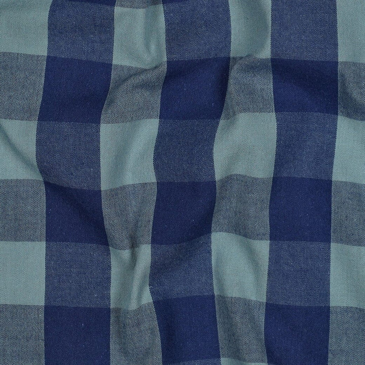 Baumwolle garngefärbt - Karos Blau / Grün Fadenwunsch 