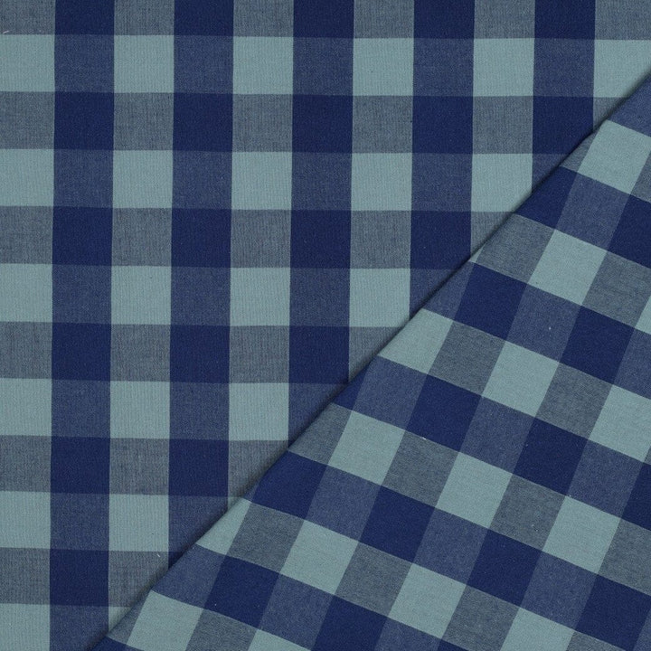 Baumwolle garngefärbt - Karos Blau / Grün Fadenwunsch 
