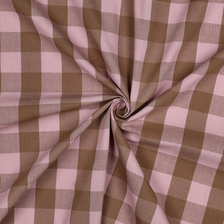 Baumwolle garngefärbt - Karos Hellrosa / Braun Fadenwunsch 