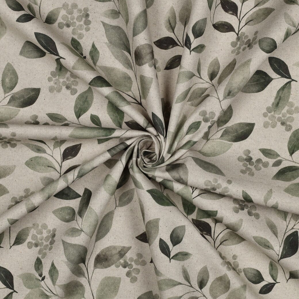 Canvas „Eukalyptus Natur“ – Leinenoptik mit Blättern & Beeren Fadenwunsch 