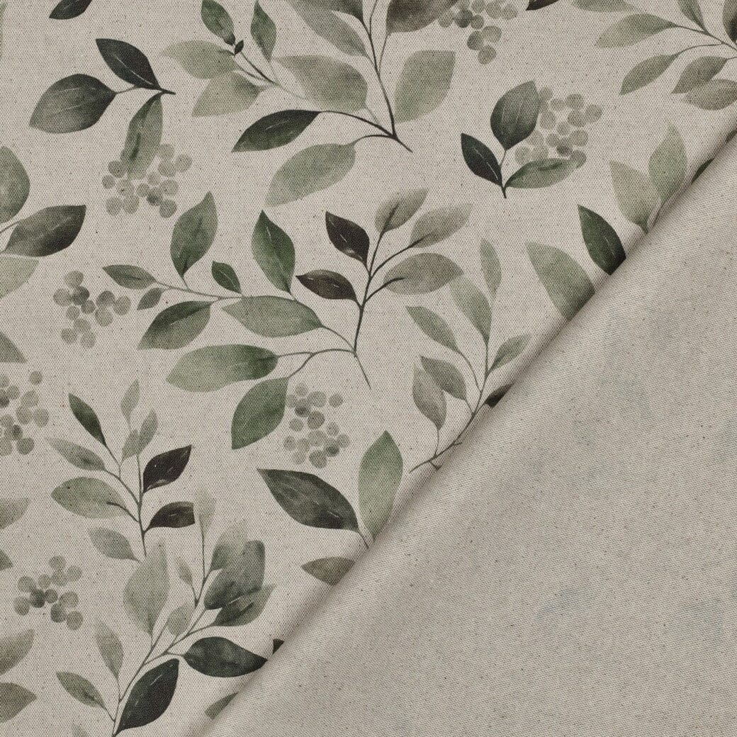 Canvas „Eukalyptus Natur“ – Leinenoptik mit Blättern & Beeren Fadenwunsch 